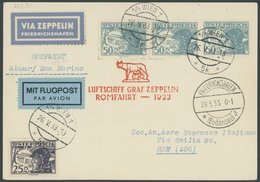 Österreich: 1933, Italienfahrt, Postabgabe Rom, Prachtkarte -> Automatically Generated Translation: Austria: 1933, "Ital - Airmail & Zeppelin