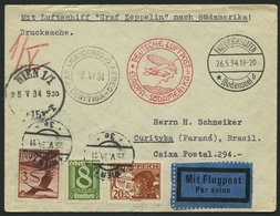 ZULEITUNGSPOST 247 BRIEF, Österreich: 1934, 1. Südamerikafahrt, Drucksachenbrief, Pracht - Airmail & Zeppelin