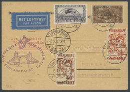 ZULEITUNGSPOST 122Aa BRIEF, Saargebiet: 1931, Englandfahrt, Frankiert U.a. Mit Mi.Nr. 144/5, Prachtkarte - Poste Aérienne & Zeppelin