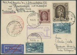 ZULEITUNGSPOST 129Eb BRIEF, Saargebiet: 1931, 2. Südamerikafahrt, Anschlussflug Ab Berlin, Prachtkarte - Airmail & Zeppelin