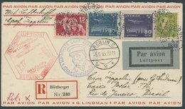 ZULEITUNGSPOST 202Ba BRIEF, Schweden: 1933, 1. Südamerikafahrt, Anschlussflug Ab Berlin, Einschreibbrief Von Blötberget  - Airmail & Zeppelin