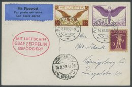 Schweiz: 1930, Ostpreußenfahrt, Abgabe Königsberg, Prachtkarte -> Automatically Generated Translation: Switzerland: 1930 - Poste Aérienne & Zeppelin