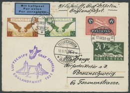 Schweiz: 1931, Englandfahrt, Frankiert U.a. Mit Mi.Nr. 233/4x, Prachtkarte -> Automatically Generated Translation: Switz - Poste Aérienne & Zeppelin