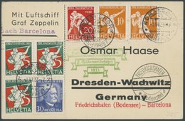 Schweiz: 1933, 2. Südamerikafahrt, Abwurf Barcelona, Prachtkarte -> Automatically Generated Translation: Switzerland: 19 - Airmail & Zeppelin