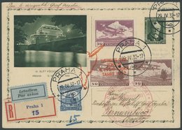 Tschechoslowakei: 1932, 4. Südamerikafahrt, Anschlußflug Ab Berlin, 50 H. Ganzsachen - Einschreibkarte, Pracht, Sieger U - Airmail & Zeppelin