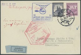 Tschechoslowakei: 1933, 3. Südamerikafahrt, Anschlussflug Ab Berlin, Prachtkarte, Sieger Und Michel Unbekannt! -> Automa - Airmail & Zeppelin