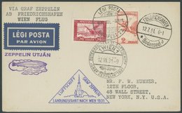 Ungarn: 1931, Österreichfahrt, Prachtkarte In Die USA -> Automatically Generated Translation: Hungaria: 1931, "Austria F - Luft- Und Zeppelinpost