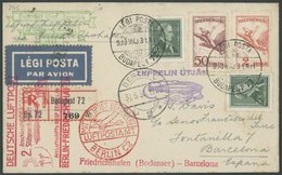 Ungarn: 1933, 2. Südamerikafahrt, Anschlussflug Ab Berlin, Abwurf Barcelona, Einschreibbrief, Pracht, Sieger Und Michel  - Luft- Und Zeppelinpost