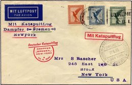 KATAPULTPOST 16b BRIEF, 25.6.1930, Bremen - New York, Seepostaufgabe, Prachtbrief - Briefe U. Dokumente