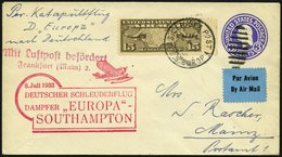 KATAPULTPOST 126b BRIEF, 8.7.1933, &quot,Europa&quot, - Southampton, US-Seepostaufgabe, Auf Ganzsachenumschlag Mit Zusat - Covers & Documents