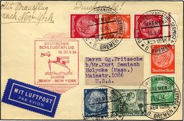 KATAPULTPOST 181b BRIEF, 26.9.1934, Bremen - New York, Seepostaufgabe, Frankiert U.a. Mit S 111, Drucksache, Pracht - Covers & Documents