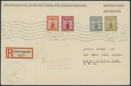 12.5.1938, Mit Luftpost Zum Dampfer Europa Befördert, Nachbringeflug Köln-Cherbourg, Einschreib-Dienstbrief In Die USA,  - Covers & Documents