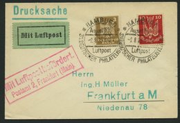 LUFTPOSTBESTÄTIGUNGSSTPL 36-02 BRIEF, FRANKFURT/MAIN, Postamt 2, R2, Drucksache Von HAMBURG Nach Frankfurt, Prachtbrief - Poste Aérienne & Zeppelin