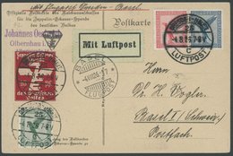 LUFTPOST-VIGNETTEN 1926, Zeppelin-Eckener-Spende, Offizielle Künstlerkarte Mit 10 Pf. Spendenvignette In Die Schweiz, Pr - Luft- Und Zeppelinpost