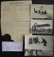ALTE ANSICHTSKARTEN 1912, Flug Rund Um Berlin, 31. August Und 1. September 1912, 3 Verschiedene Fotokarten Und Dank-Brie - Sonstige & Ohne Zuordnung