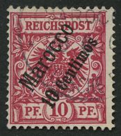 DP IN MAROKKO 3d O, 1899, 10 C. Auf 10 Pf. Lilarot, Pracht, Gepr. Jäschke-L., Mi. 100.- - Deutsche Post In Marokko