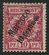 DP IN MAROKKO 3d O, 1899, 10 C. Auf 10 Pf. Lilarot, Pracht, Gepr. Jäschke-L., Mi. 100.- - Marruecos (oficinas)