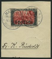 DP IN MAROKKO 45 BrfStk, 1906, 6 P. 25 C. Auf 5 M., Mit Wz., Stempel MAZAGAN, Großes Prachtbriefstück - Deutsche Post In Marokko