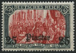 DP TÜRKEI 47b **, 1908, 25 Pia. Auf 5 M., Mit Wz., Karmin Quarzend, Postfrisch, Feinst, Mi. 100.- - Turkse Rijk (kantoren)