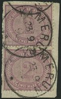 KAMERUN V 37d Paar BrfStk, 1890, 2 M. Lebhaftgraulila Im Senkrechten Paar Auf Leinbriefstück, Klare Stempel KAMERUN 23/9 - Kamerun