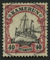 KAMERUN 13I O, 1900, 40 Pf. Karmin/schwarz Mit Abart Linie Unter Rechter 40 Durch Fleck Unterbrochen, Normale Zähnung, P - Kamerun