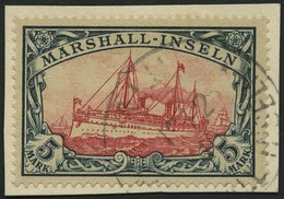 MARSHALL-INSELN 25 BrfStk, 1901, 5 M. Grünschwarz/dunkelkarmin, Ohne Wz., Prachtbriefstück, Gepr. Bothe, Mi. (600.-) - Marshalleilanden