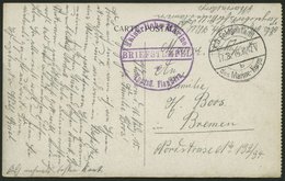 MSP VON 1914 - 1918 (Torpedobootflottille FLANDERN), 17.8.1915, Violetter Briefstempel Und FP-Stempel B, Feldpost-Ansich - Schiffahrt