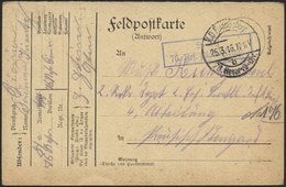 LETTLAND 1298 BRIEF, K.D. FELDPOSTEXP. 76. RESERVE DIV. B, 25.3.16, Auf Feldpost-Vordruck-Antwortkarte Aus Neugut, Mit B - Lettonie