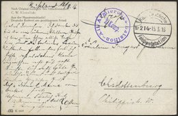 LETTLAND 2123 BRIEF, KAIS. DEUTSCHE FELDPOSTSTATION NR. 214, 15.3.16, Auf Farbiger Künstlerkarte (Aus Der Massenschlacht - Letonia