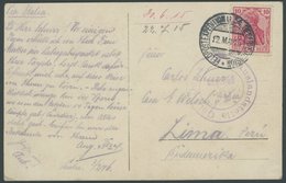 1915, Ansichtskarte Mit Stempel FELDPOST EXPEDITION 54. RESERVE Auf 10 Pf. Germania Nach Lima/Peru, Mit Auslandszensur,  - Bezetting 1914-18