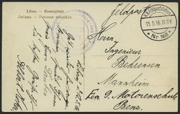 FELDPOST I.WK 1916, Feldpost-Ansichtskarte Mit Violetten Briefstempel KAISERLICHE MARINE - SEE-FLUGSTATION LIBAU Der K.D - Occupation 1914-18