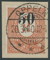 OBERSCHLESIEN 12aIIIa BrfStk, 1920, 50 Pf. Auf 5 M., Schwarzer Aufdruck, Type IIa, Prachtbriefstück, Gepr. Gruber, Mi. 1 - Other & Unclassified