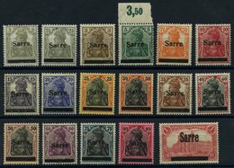 SAARGEBIET 1-17 **,* , 1920, Freimarken, Prachtsatz, U.a. 25, 80 Pf. Und 1 Mk. Gepr. Burger - Altri & Non Classificati