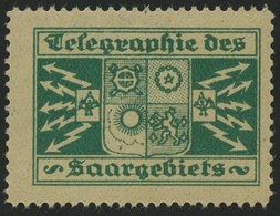 SAARGEBIET **, Grüne Vignette Telegraphie Des Saargebiets, Pracht - Other & Unclassified