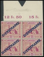 SAARGEBIET D 14II **, 1923, 25 C. Neues Rathaus Im Viererblock, Dabei Plattenfehler PF V, Postfrisch, Pracht - Servizio