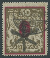 FREIE STADT DANZIG 100Xb O, 1922, 50 M. Lilarot/gold, Wz. X, Zeitgerechte Entwertung DANZIG 5, Pracht, Fotobefund Gruber - Sonstige & Ohne Zuordnung