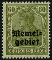 MEMELGEBIET 16y **, 1920, 60 Pf. Oliv, Geriffelter Gummi, Pracht, Gepr. Matheisen, Mi. 650.- - Memelgebiet 1923