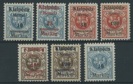 MEMELGEBIET 129-34,129I **, 1923, Druckerei Rytas, übliche Gummierung, Postfrisch, 7 Prachtwerte, Mi. 170.- - Memelgebiet 1923