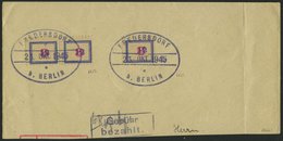 FREDERSDORF Sp 125 Paar BrfStk, 1945, 12 Pf. Auf 8 Pf. Provisorium Im Waagerechten Paar Und Einzelmarke Auf Einschreibbr - Correos Privados & Locales