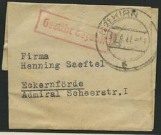 ALL. BES. GEBÜHR BEZAHLT KIRN, 30.8.47, Roter R1 Gebühr Bezahlt, Streifband Feinst - Autres & Non Classés