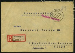 ALL. BES. GEBÜHR BEZAHLT WÜRZBURG 2, 26.7.46, Violetter L 1 Gebühr Bezahlt, L1 Auf Einschreibbrief, Ewas Knittrig Sonst  - Sonstige & Ohne Zuordnung