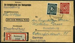 ALLIIERTE BES. 923,933 BRIEF, 1946, 16 Pf. Schwärzlichopalgrün Und 60 Pf. Rot Auf Einschreib-Ladung Des Amtsgerichts REN - Other & Unclassified