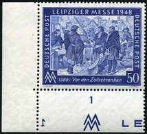 ALLIIERTE BES. 967Pl-Nr. **, 1948, 50 Pf. Leipziger Messe, Linke Untere Bogenecke Mit Platten-Nr. 1, Pracht, Mi. 70.- - Autres & Non Classés