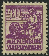 MECKLENBURG-VORPOMMERN 40yb **, 1946, 40 Pf. Violettpurpur, Pracht, Gepr. Kramp, Mi. 100.- - Sonstige & Ohne Zuordnung