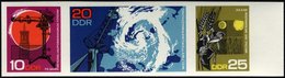 DDR 1343-45U **, 1968, 75 Jahre Meteorologisches Hauptobservatorium, Ungezähnter Dreierstreifen, Pracht - Sonstige & Ohne Zuordnung
