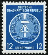 DIENSTMARKEN A D 5xNF (*), 1954, 12 Pf. Grünlichblau, Amtlicher Nachdruck Ohne Aufgedruckten Stempel, Ungummiert, Pracht - Other & Unclassified