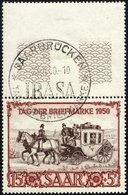 SAARLAND 291 O, 1950, 15 Fr. IBASA Mit Oben Anhängendem Leerfeld, Ersttags-Sonderstempel, Pracht, Gepr. Ney - Sonstige & Ohne Zuordnung