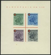 RHEINLAND PFALZ Bl. 1I/V (*), 1949, Block Rotes Kreuz, Type V: Roter Querbalken Des B In Blockpreis Verdickt, Pracht, Mi - Autres & Non Classés