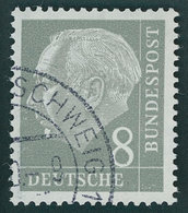 BUNDESREPUBLIK 182Y O, 1960, 8 Pf. Heuss Wz. Liegend, Nachauflage, Pracht, Gepr. D. Schlegel, Mi. 150.- - Autres & Non Classés