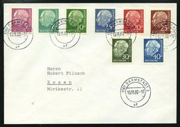 BUNDESREPUBLIK 179-260y BRIEF, 1960, Heuss Lumogen, Prachtsatz Auf Umschlag Mit Stempeln DARMSTADT 2af, Mi. (450.-) - Autres & Non Classés
